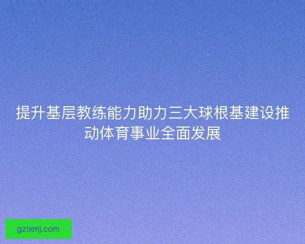 提升基层教练能力助力三大球根基建设推动体育事业全面发展