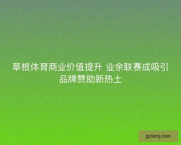 草根体育商业价值提升 业余联赛成吸引品牌赞助新热土